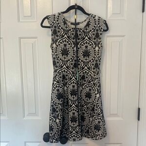 Black and White Fit and Flare Mini Dress for Wedding Guest